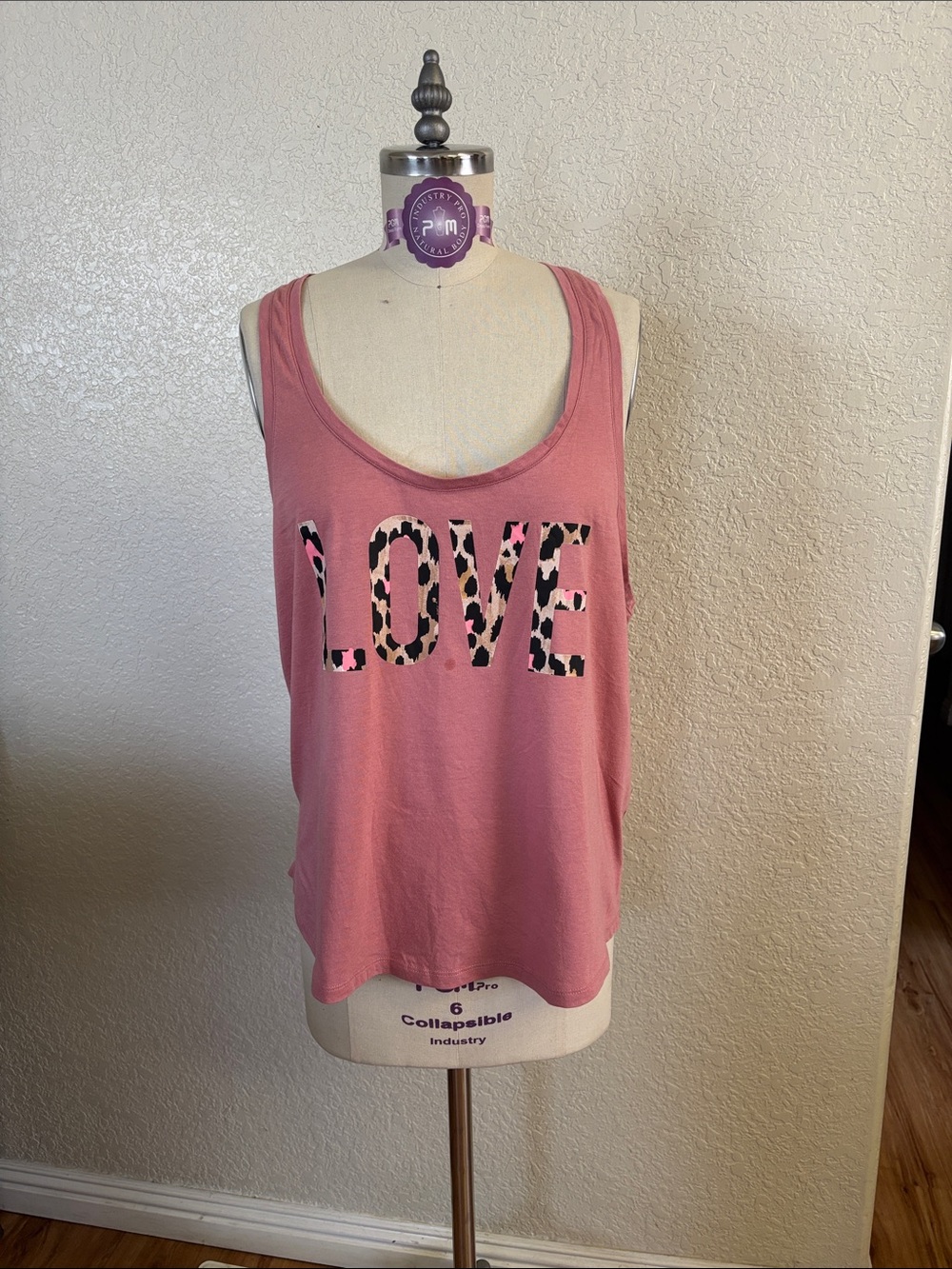 Victoria's Secret Pink Tank with Leopard LOVE Graphic